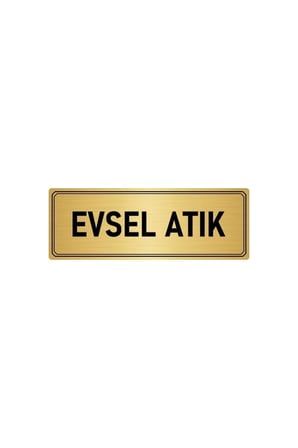 Metal Yönlendirme Levhası, Departman Kapı Isimliği Evsel Atık 10x20 Cm Altın Renk