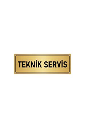 Metal Yönlendirme Levhası, Departman Kapı Isimliği Teknik Servis 10x20 Cm Altın Renk