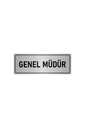 Metal Yönlendirme Levhası, Departman Kapı Isimliği Genel Müdür 7x20 Cm Gümüş Renk