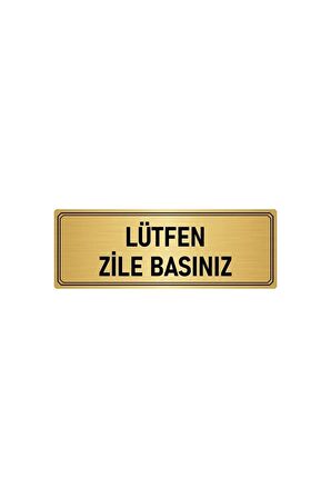 Metal Yönlendirme Levhası, Departman Kapı Isimliği Lütfen Zile Basınız 7x20 Cm Altın Renk