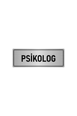Metal Yönlendirme Levhası, Departman Kapı Isimliği Psikolog 10x20 Cm Gümüş Renk
