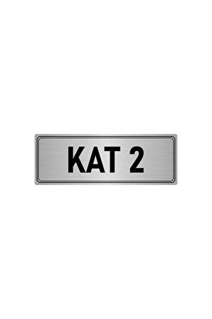 Metal Yönlendirme Levhası, Departman Kapı Isimliği Kat 2 7x20 Cm Gümüş Renk