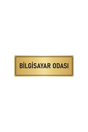 Metal Yönlendirme Levhası, Departman Kapı Isimliği Bilgisayar Odası 10x20 Cm Altın Renk
