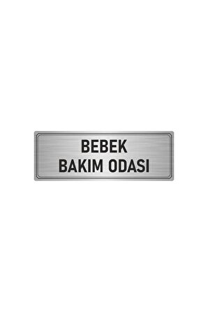 Metal Yönlendirme Levhası, Departman Kapı Isimliği Bebek Bakım Odası 7x20 Cm Gümüş Renk