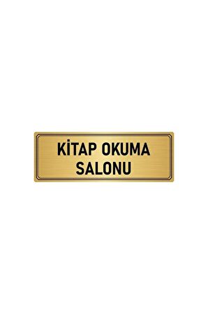 Metal Yönlendirme Levhası, Departman Kapı Isimliği Kitap Okuma Salonu 7x20 Cm Altın Renk
