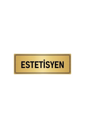Metal Yönlendirme Levhası, Departman Kapı Isimliği Estetisyen 10x20 Cm Altın Renk