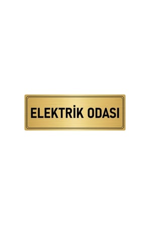 Metal Yönlendirme Levhası, Departman Kapı Isimliği Elektrik Odası 7x20 Cm Altın Renk