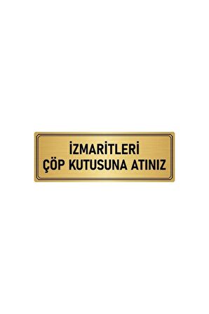 Metal Yönlendirme Levhası, Departman Kapı Isimliği Izmaritleri Çöp 7x20 Cm Altın Renk