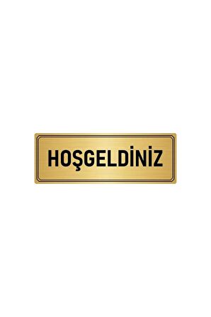 Metal Yönlendirme Levhası, Departman Kapı Isimliği Hoşgeldiniz 7x20 Cm Altın Renk