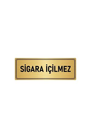 Metal Yönlendirme Levhası, Departman Kapı Isimliği Sigara Içilmez 7x20 Cm Altın Renk