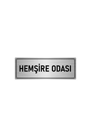 Metal Yönlendirme Levhası, Departman Kapı Isimliği Hemşire Odası 7x20 Cm Gümüş Renk