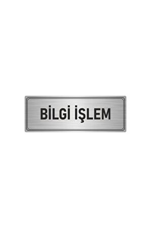 Metal Yönlendirme Levhası, Departman Kapı Isimliği Bilgi Işlem 10x20 Cm Gümüş Renk