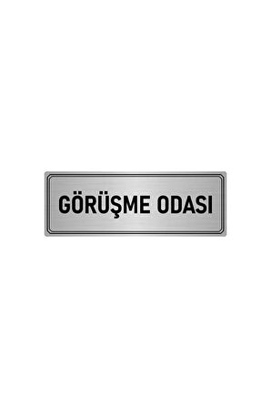 Metal Yönlendirme Levhası, Departman Kapı Isimliği Görüşme Odası 7x20 Cm Gümüş Renk