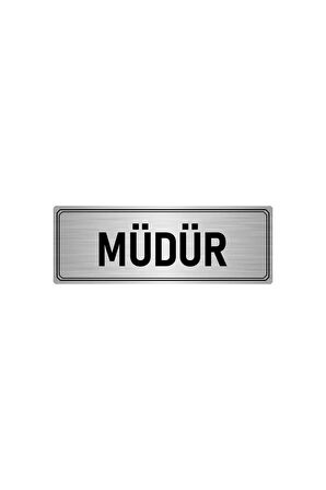 Metal Yönlendirme Levhası, Departman Kapı Isimliği Müdür 10x20 Cm Gümüş Renk