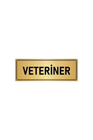 Metal Yönlendirme Levhası, Departman Kapı Isimliği Veteriner 10x20 Cm Altın Renk