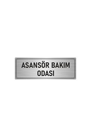 Metal Yönlendirme Levhası, Departman Kapı Isimliği Asansör Bakım Odası 7x20 Cm Gümüş Renk