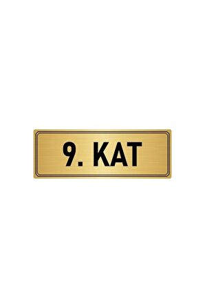 Metal Yönlendirme Levhası, Departman Kapı Isimliği 9. Kat 5x20 Cm Altın Renk