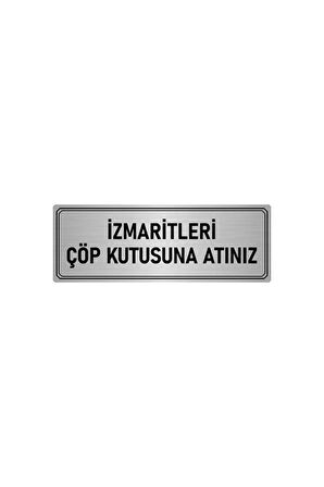 Metal Yönlendirme Levhası, Departman Kapı Isimliği Izmaritleri Çöp 5x20 Cm Gümüş Renk