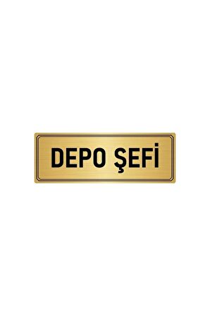 Metal Yönlendirme Levhası, Departman Kapı Isimliği Depo Şefi 5x20 Cm Altın Renk