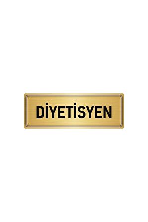 Metal Yönlendirme Levhası, Departman Kapı Isimliği Diyetisyen 5x20 Cm Altın Renk