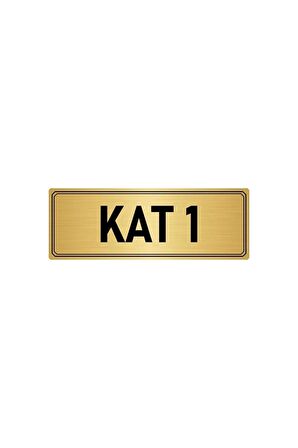 Metal Yönlendirme Levhası, Departman Kapı Isimliği Kat 1 5x20 Cm Altın Renk