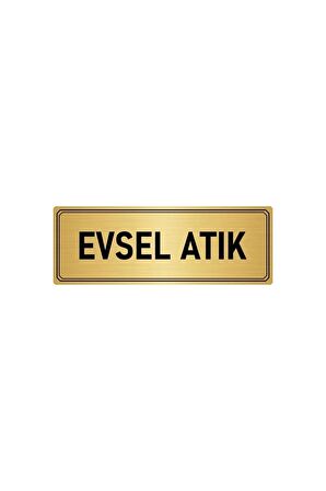 Metal Yönlendirme Levhası, Departman Kapı Isimliği Evsel Atık 5x20 Cm Altın Renk