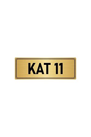 Metal Yönlendirme Levhası, Departman Kapı Isimliği Kat 11 5x20 Cm Altın Renk