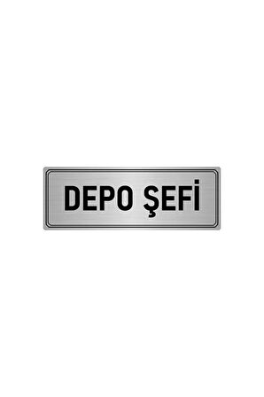 Metal Yönlendirme Levhası, Departman Kapı Isimliği Depo Şefi 5x20 Cm Gümüş Renk