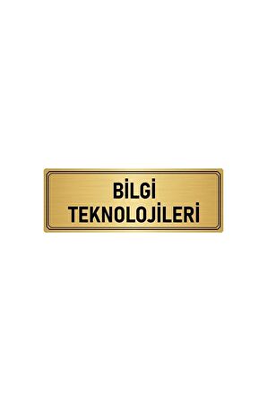 Metal Yönlendirme Levhası, Departman Kapı Isimliği Bilgi Teknolojileri 5x20 Cm Altın Renk