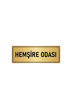 Metal Yönlendirme Levhası, Departman Kapı Isimliği Hemşire Odası 5x20 Cm Altın Renk