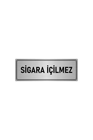 Metal Yönlendirme Levhası, Departman Kapı Isimliği Sigara Içilmez 5x20 Cm Gümüş Renk