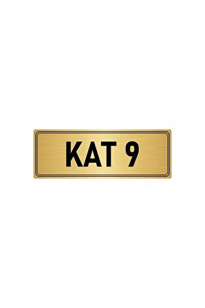 Metal Yönlendirme Levhası, Departman Kapı Isimliği Kat 9 5x20 Cm Altın Renk