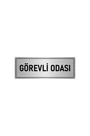 Metal Yönlendirme Levhası, Departman Kapı Isimliği Görevli Odası 5x20 Cm Gümüş Renk