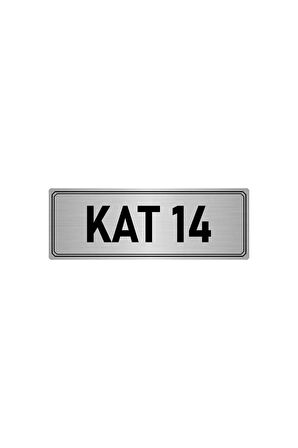 Metal Yönlendirme Levhası, Departman Kapı Isimliği Kat 14 5x20 Cm Gümüş Renk
