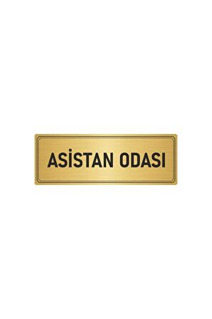Metal Yönlendirme Levhası, Departman Kapı Isimliği Asistan Odası 5x20 Cm Altın Renk