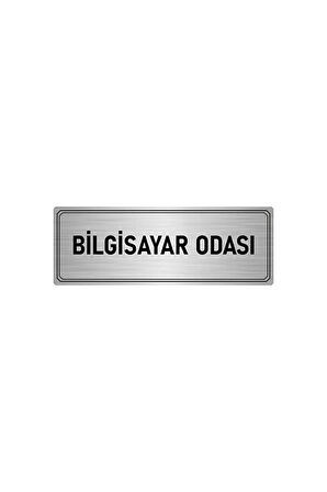 Metal Yönlendirme Levhası, Departman Kapı Isimliği Bilgisayar Odası 5x20 Cm Gümüş Renk