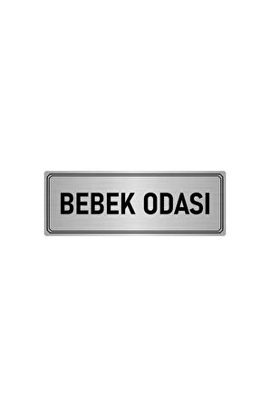 Metal Yönlendirme Levhası, Departman Kapı Isimliği Bebek Odası 5x20 Cm Gümüş Renk