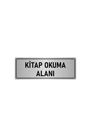Metal Yönlendirme Levhası, Departman Kapı Isimliği Kitap Okuma Alanı 5x20 Cm Gümüş Renk