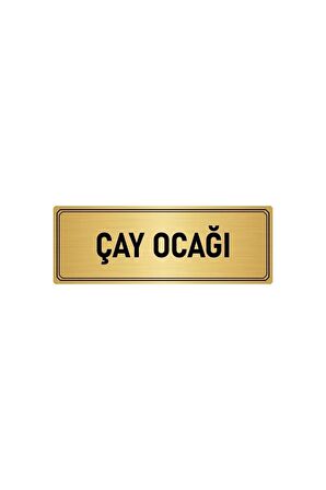 Metal Yönlendirme Levhası, Departman Kapı Isimliği Çay Ocağı 5x20 Cm Altın Renk