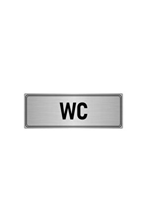 Metal Yönlendirme Levhası, Departman Kapı Isimliği Wc 5x20 Cm Gümüş Renk