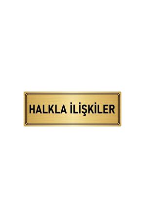 Metal Yönlendirme Levhası, Departman Kapı Isimliği Halkla Ilişkiler 5x20 Cm Altın Renk