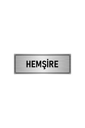 Metal Yönlendirme Levhası, Departman Kapı Isimliği Hemşire 5x20 Cm Gümüş Renk