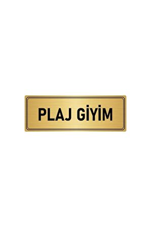 Metal Yönlendirme Levhası, Departman Kapı Isimliği Plaj Giyim 5x20 Cm Altın Renk