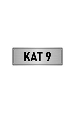 Metal Yönlendirme Levhası, Departman Kapı Isimliği Kat 9 5x20 Cm Gümüş Renk