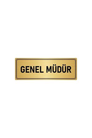 Metal Yönlendirme Levhası, Departman Kapı Isimliği Genel Müdür 5x20 Cm Altın Renk