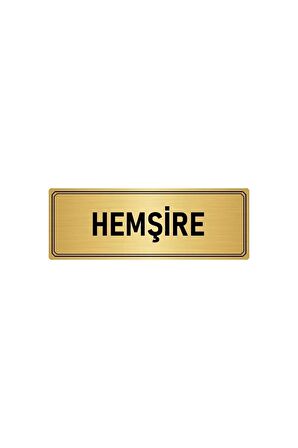 Metal Yönlendirme Levhası, Departman Kapı Isimliği Hemşire 5x20 Cm Altın Renk
