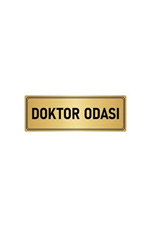 Metal Yönlendirme Levhası, Departman Kapı Isimliği Doktor Odası 5x20 Cm Altın Renk
