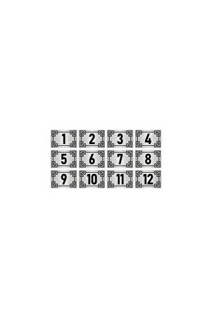 Metal Kapı Masa Dolap Numara Levhası 10x15cm Gümüş Renk 12 Adet (1…12)
