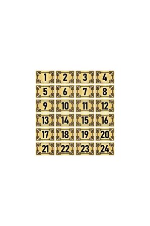Metal Kapı Masa Dolap Numara Levhası 10x15cm Altın Renk 24 Adet (1…24)