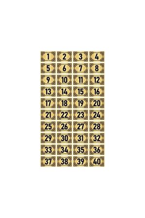 Metal Kapı Masa Dolap Numara Levhası 10x15cm Altın Renk 40 Adet (1…40)